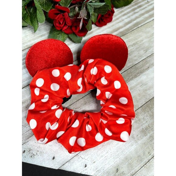 Minnie Mouse Ears Hair Scrunchies Hair Rubber Band Black Sequins Bow Polka Dot - Picture 4 of 9